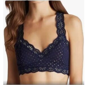 Free People Navy/Gold Gallon Lace Bralette